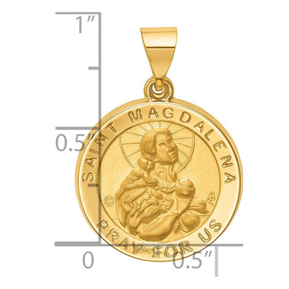 14K Gelbgold 14K Hohl Poliert/satin Rund St. Magdalena Medaille