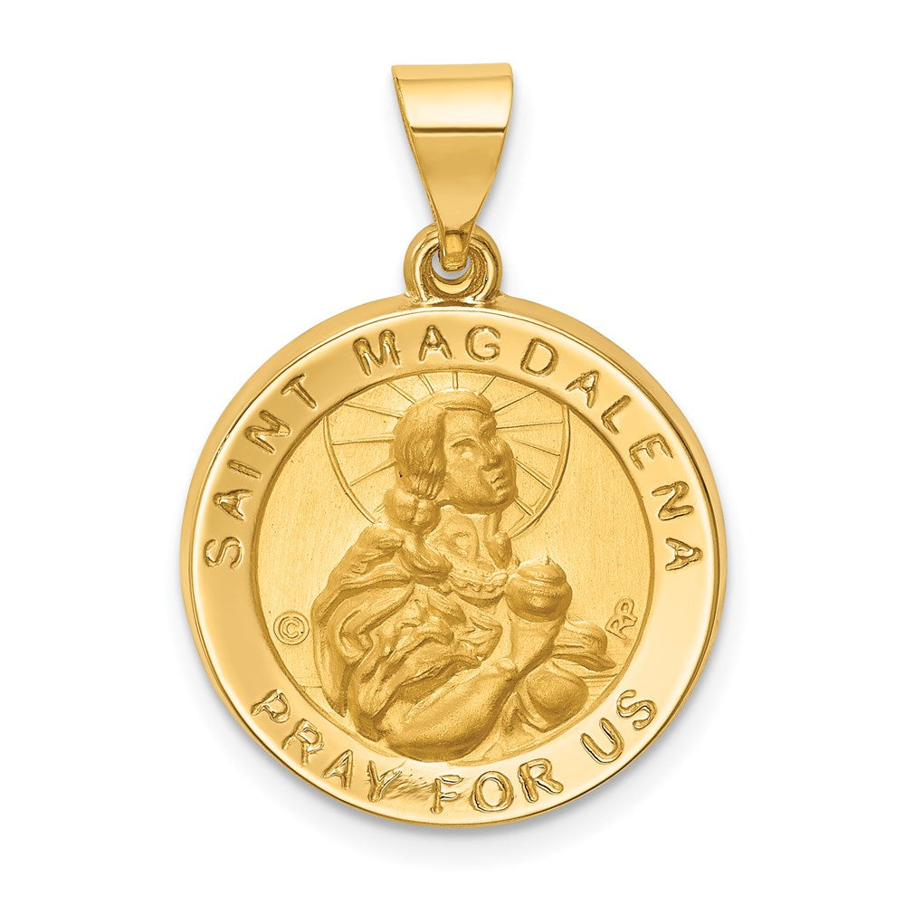 14K Gelbgold 14K Hohl Poliert/satin Rund St. Magdalena Medaille
