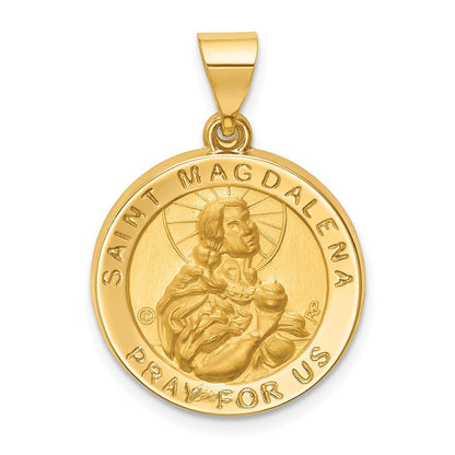 14K Gelbgold 14K Hohl Poliert/satin Rund St. Magdalena Medaille