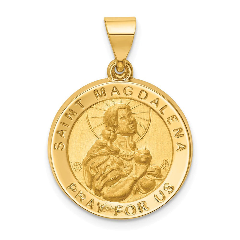 14K Gelbgold 14K Hohl Poliert/satin Rund St. Magdalena Medaille