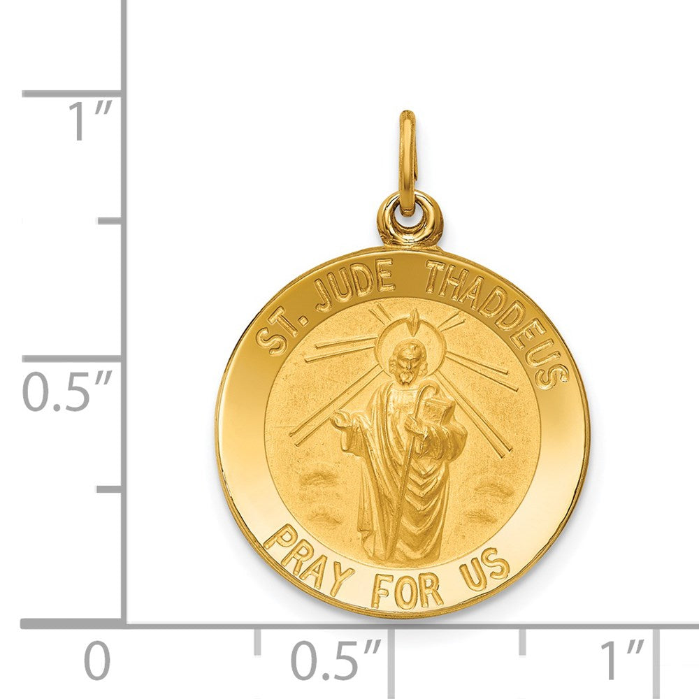 14K Gelbgold Massiv Poliert/satin Klein Rund St. Jude Thaddeus Medaille