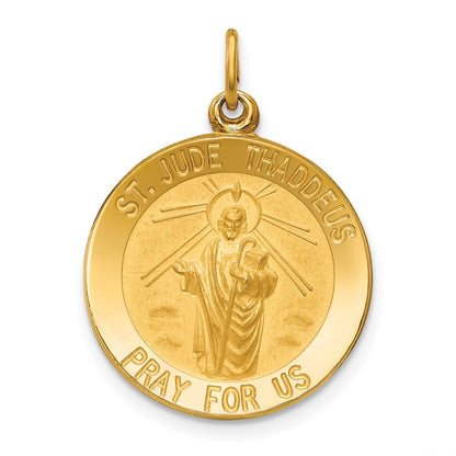 14K Gelbgold Massiv Poliert/satin Klein Rund St. Jude Thaddeus Medaille