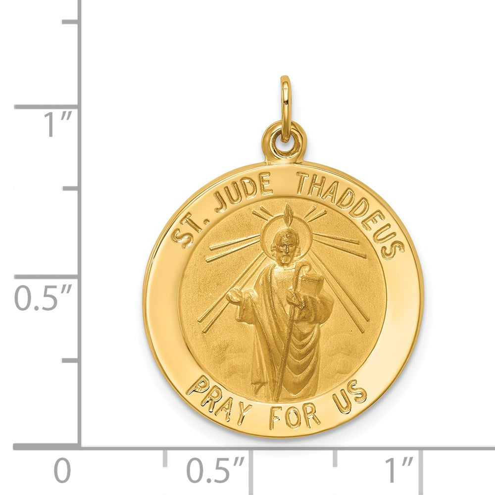 14K Gelbgold Massiv Poliert/satin Mittel Rund St. Jude Thaddeus Medaille