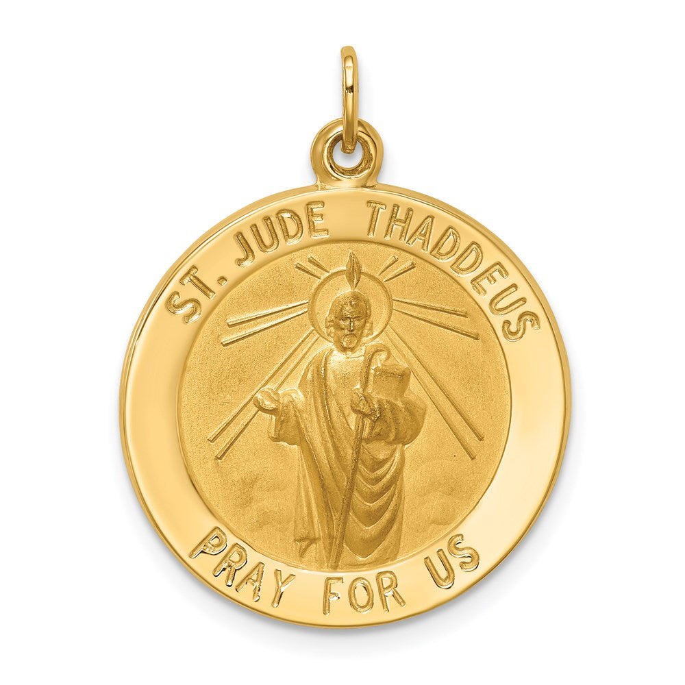 14K Gelbgold Massiv Poliert/satin Mittel Rund St. Jude Thaddeus Medaille