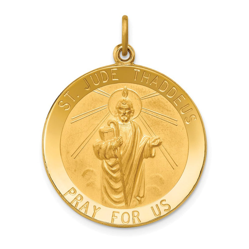14K Gelbgold Massiv Poliert/satin Groß Rund St. Jude Thaddeus Medaille