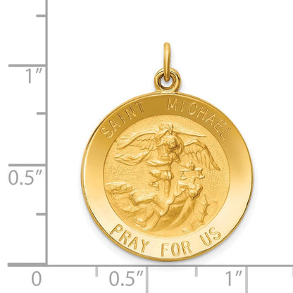 14K Gelbgold Massiv Poliert/satin Mittel Rund St. Michael Medaille