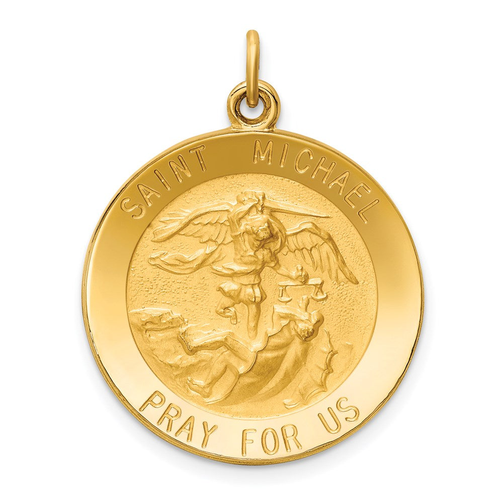 14K Gelbgold Massiv Poliert/satin Mittel Rund St. Michael Medaille