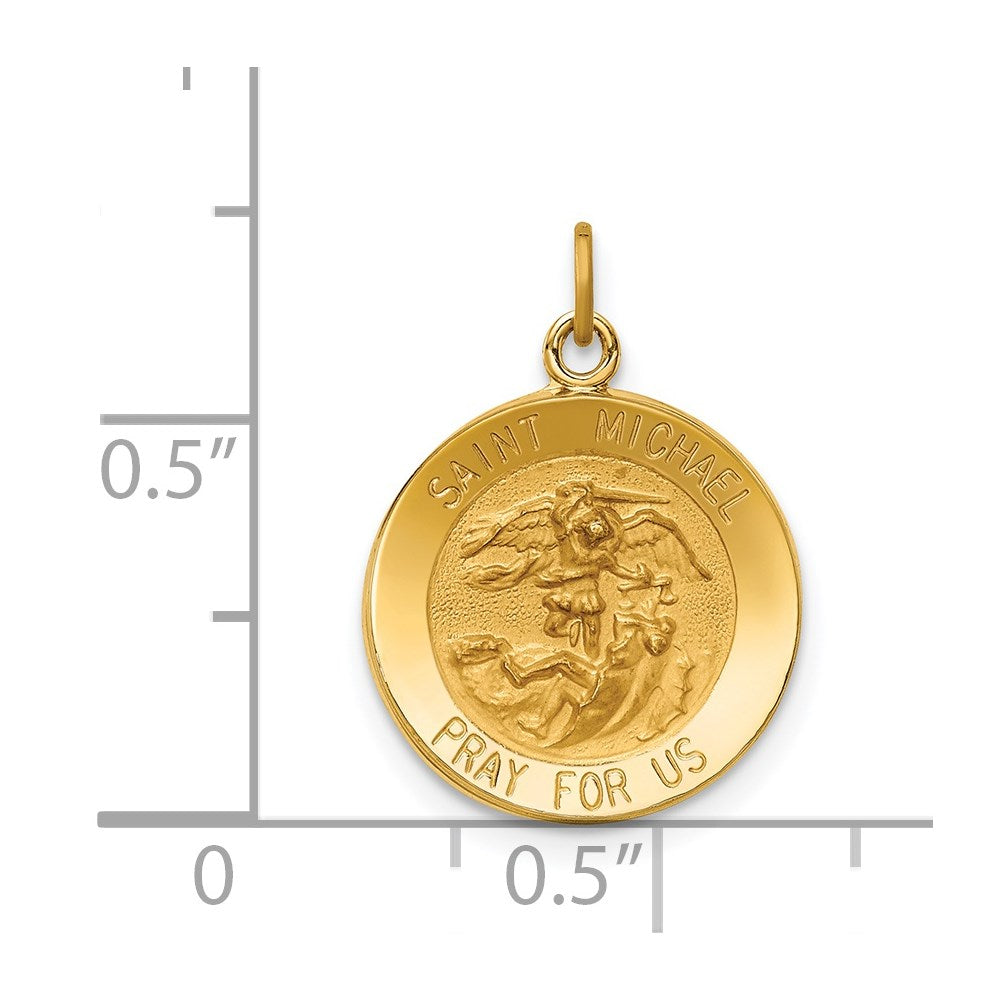 14K Gelbgold Massiv Poliert/satin Klein Rund St. Michael Medaille