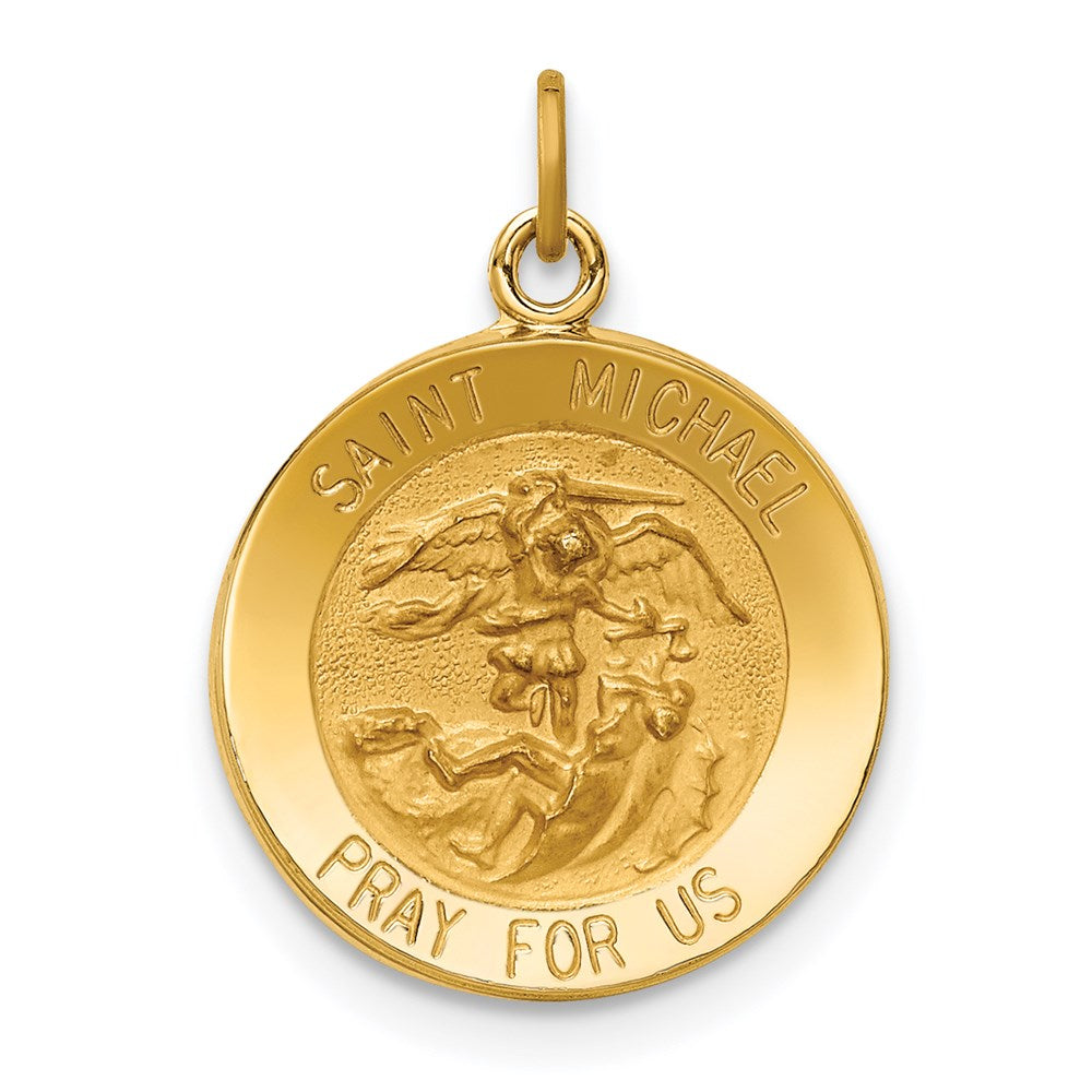 14K Gelbgold Massiv Poliert/satin Klein Rund St. Michael Medaille