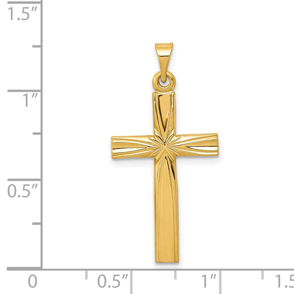 14K Gelbgold Polierter Lateinischer Kreuzanhänger