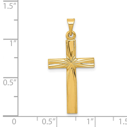 14K Gelbgold Polierter Lateinischer Kreuzanhänger