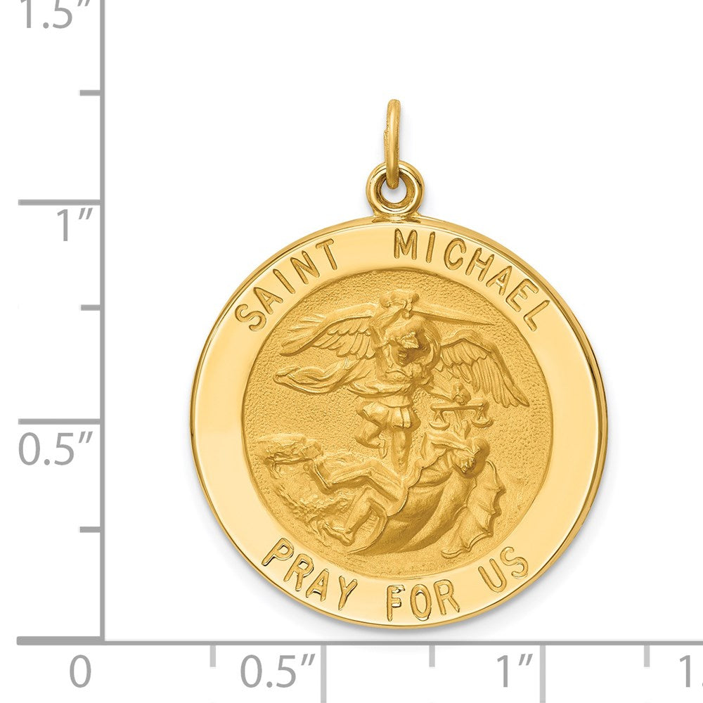 14K Gelbgold Massiv Poliert/satin Groß Rund St. Michael Medaille