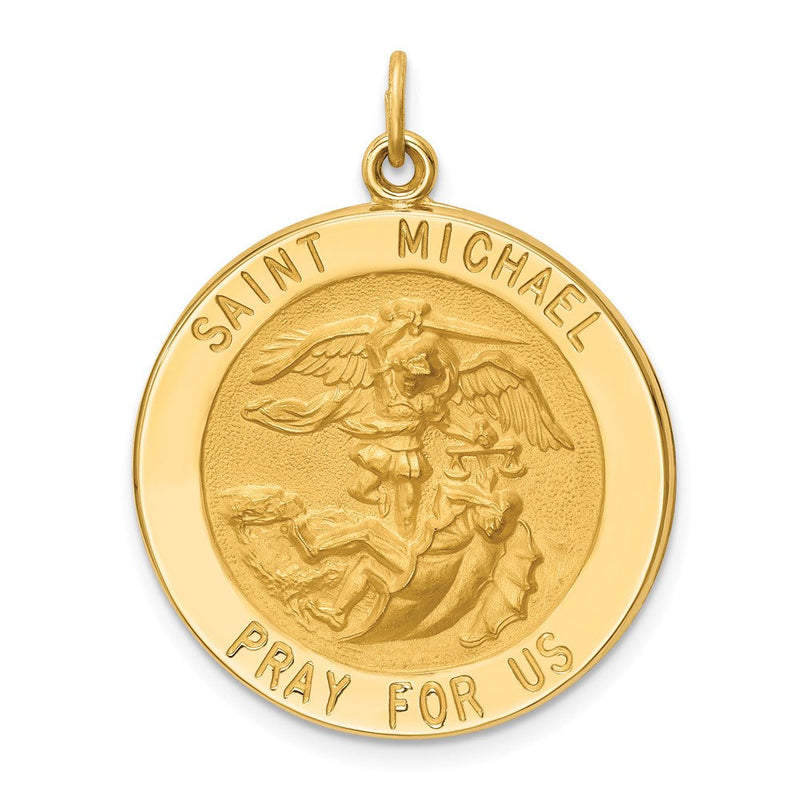14K Gelbgold Massiv Poliert/satin Groß Rund St. Michael Medaille
