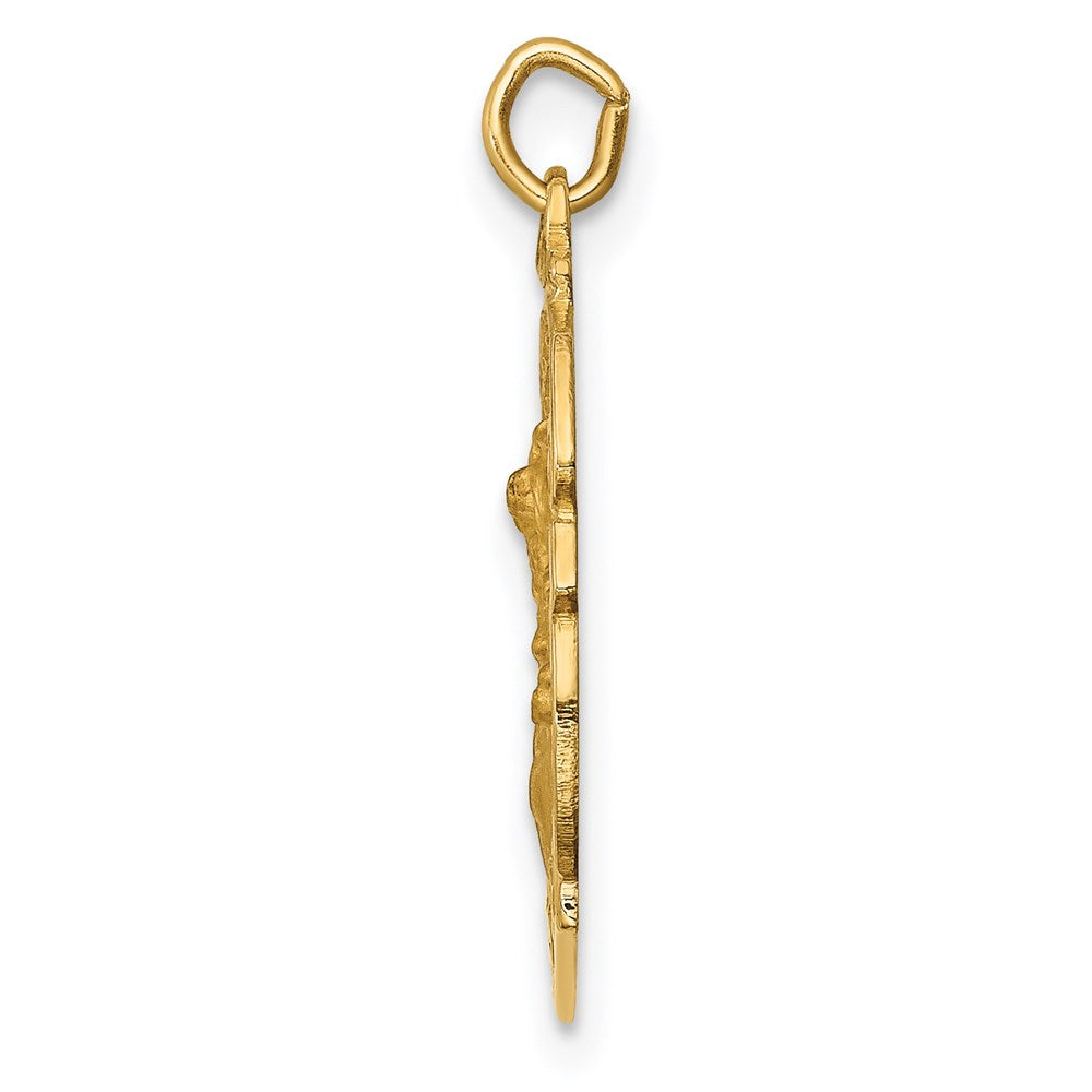 14K Gelbgold Massiv Poliert/satin Klein St. Michael Abzeichen Medaille