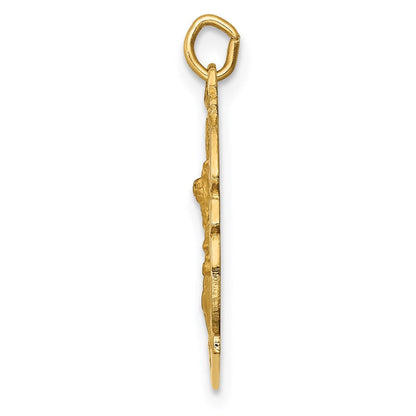 14K Gelbgold Massiv Poliert/satin Klein St. Michael Abzeichen Medaille