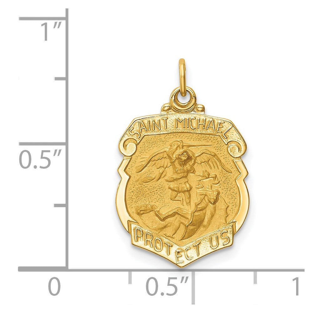 14K Gelbgold Massiv Poliert/satin Klein St. Michael Abzeichen Medaille