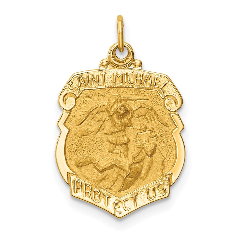 14K Gelbgold Massiv Poliert/satin Klein St. Michael Abzeichen Medaille