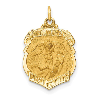14K Gelbgold Massiv Poliert/satin Klein St. Michael Abzeichen Medaille