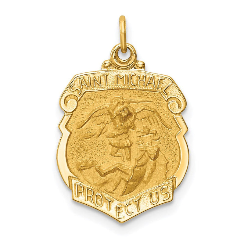 14K Gelbgold Massiv Poliert/satin Klein St. Michael Abzeichen Medaille