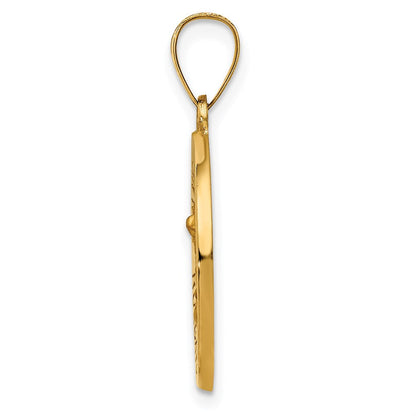 14K Gelbgold Hohl Poliert/satin Rund Spanish San Miguel Medaille
