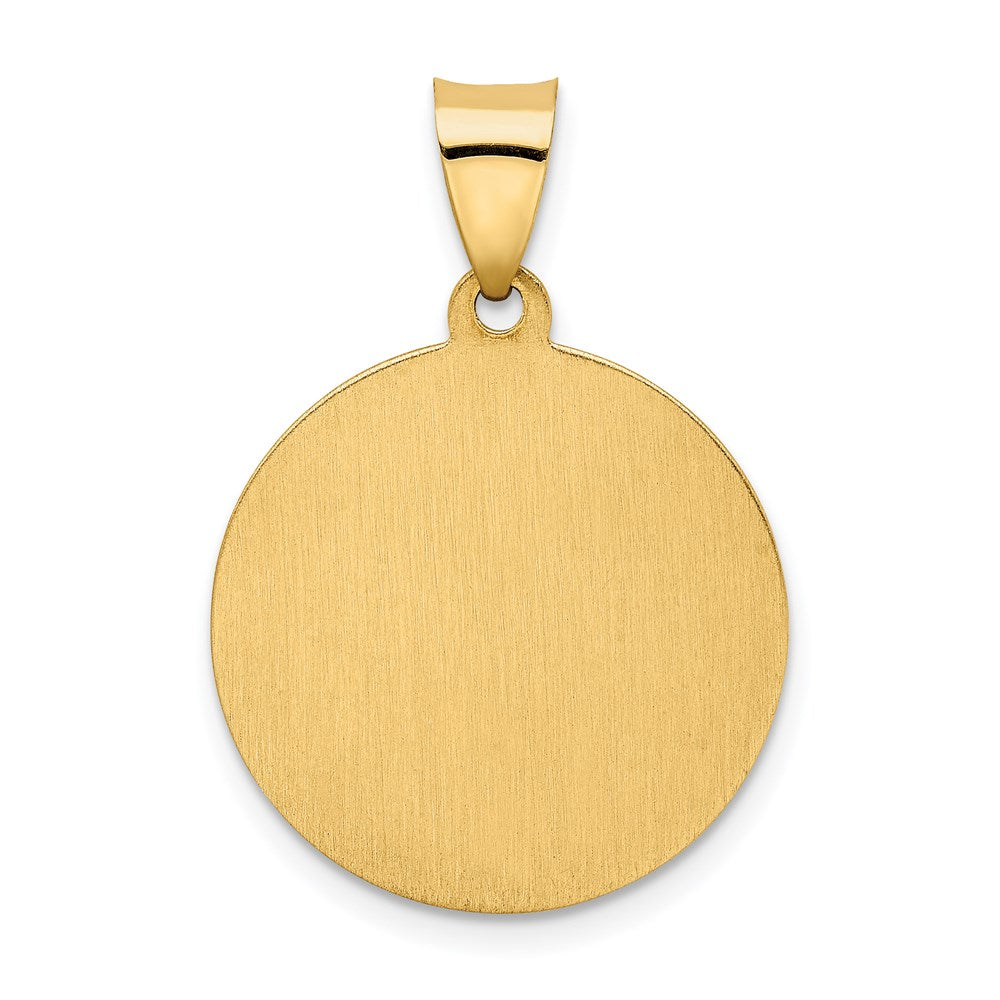 14K Gelbgold Hohl Poliert/satin Rund Spanish San Miguel Medaille