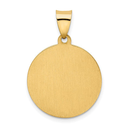 14K Gelbgold Hohl Poliert/satin Rund Spanish San Miguel Medaille