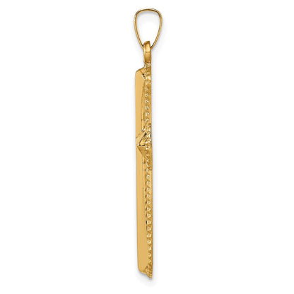 14K Gelbgold 14K Hohl Poliert Gekugelt Kante Kreuz