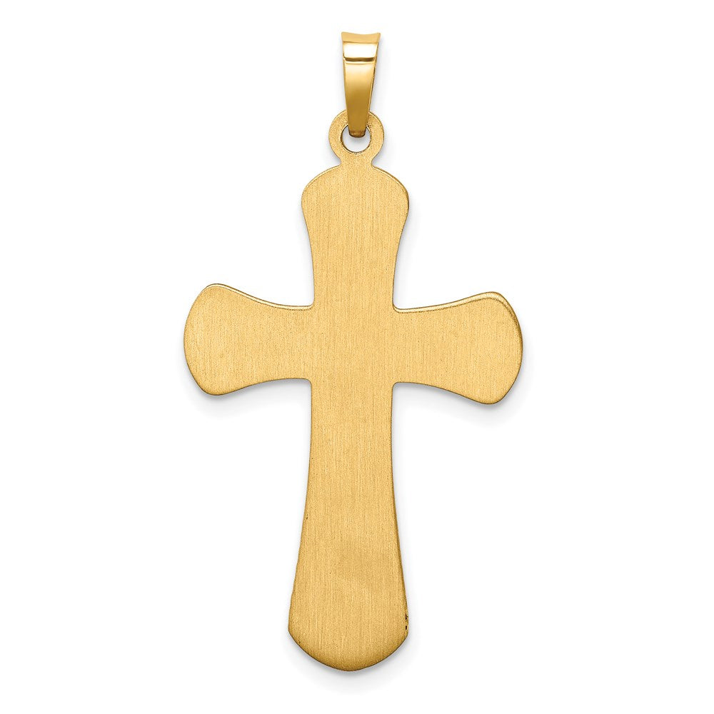 14K Gelbgold 14K Hohl Poliert Gekugelt Kante Kreuz