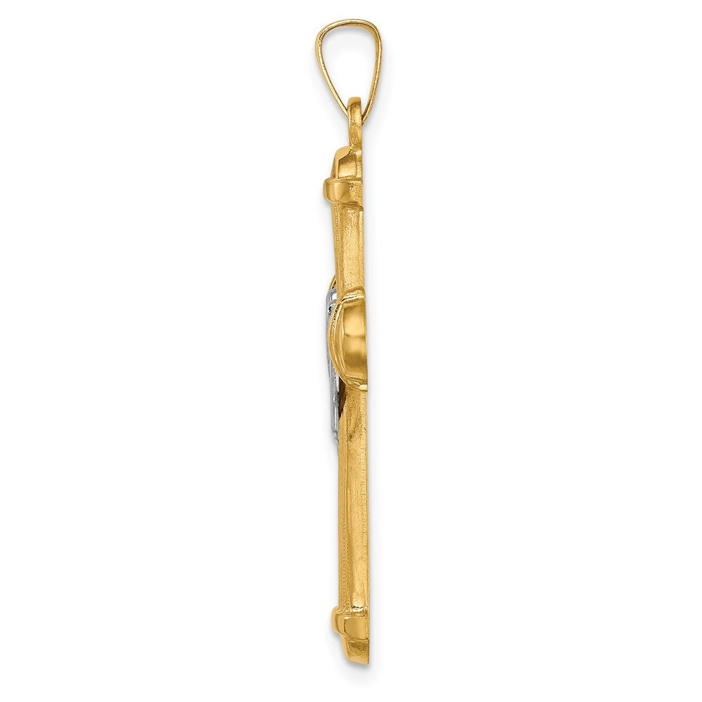 14K Bicolor 14K Bicolor Hohl Poliert Draped Kreuz