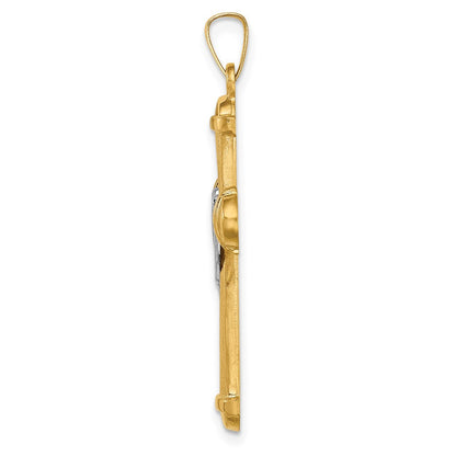 14K Bicolor 14K Bicolor Hohl Poliert Draped Kreuz