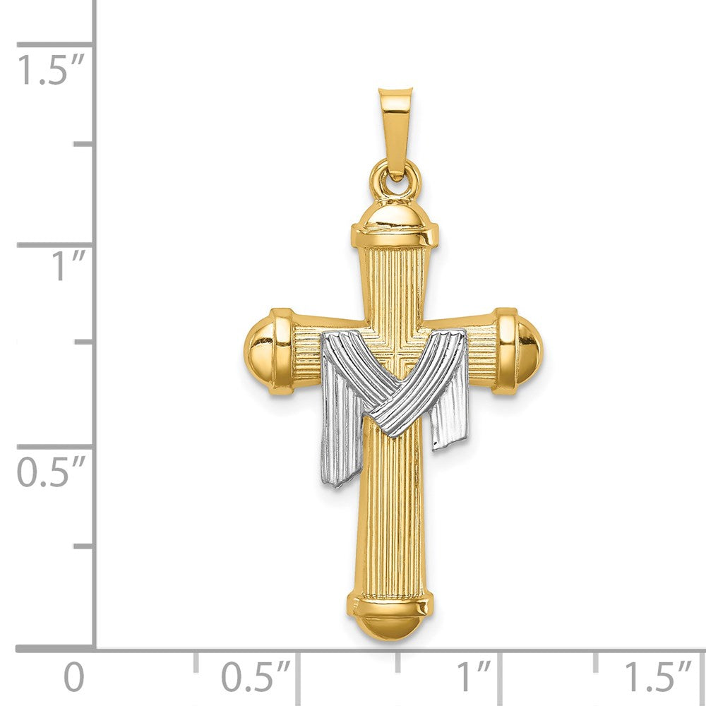 14K Bicolor 14K Bicolor Hohl Poliert Draped Kreuz