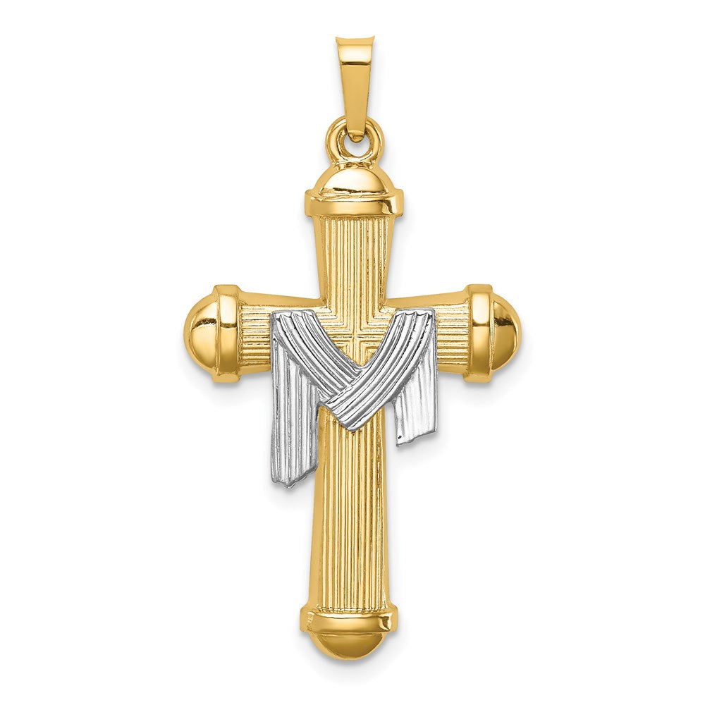 14K Bicolor 14K Bicolor Hohl Poliert Draped Kreuz