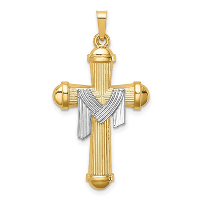 14K Bicolor 14K Bicolor Hohl Poliert Draped Kreuz