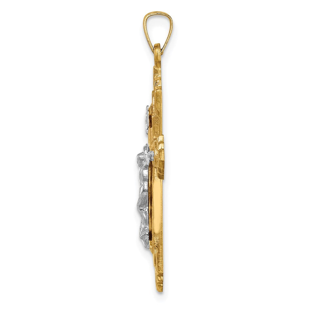 14K Bicolor 14K Bicolor Hohl Poliert Fleur De Lis Kruzifix