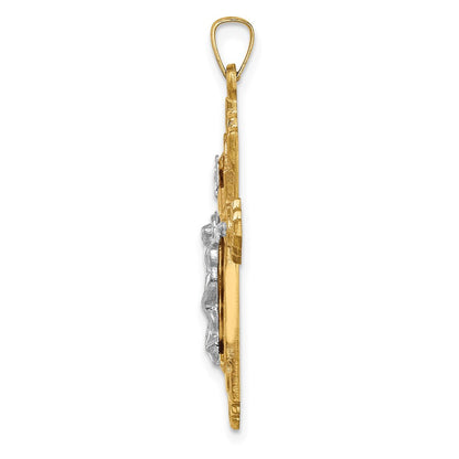 14K Bicolor 14K Bicolor Hohl Poliert Fleur De Lis Kruzifix