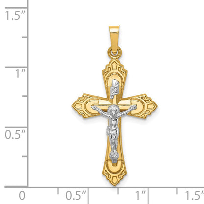 14K Bicolor 14K Bicolor Hohl Poliert Fleur De Lis Kruzifix