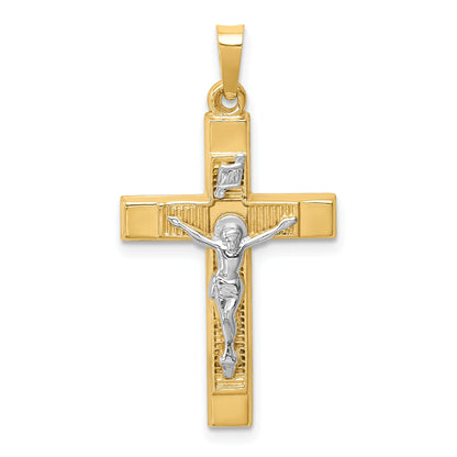 14K Bicolor 14K Bicolor Hohl Poliert Strukturiert Lateinisch Kruzifix