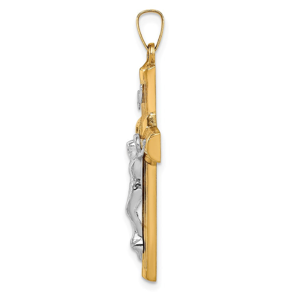 14K Bicolor Hohl Poliert Mittig X Kruzifix