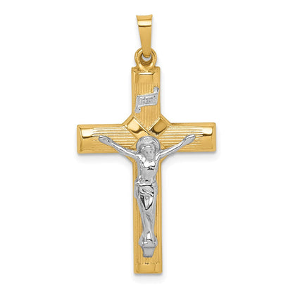 14K Bicolor Hohl Poliert Mittig X Kruzifix