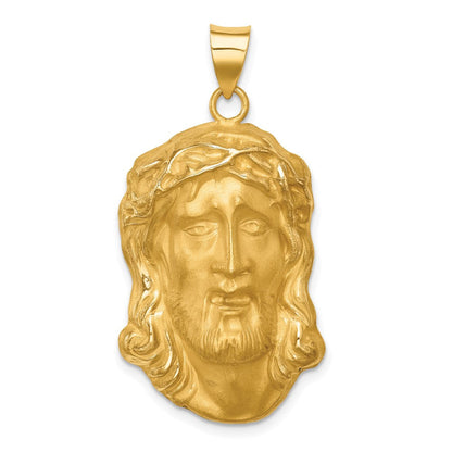 14K Gelbgold 14K Hohl Poliert/satin Groß Jesus Medaille