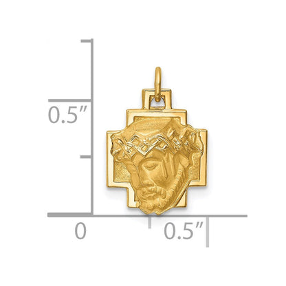 14K Gelbgold 14K Hohl Poliert/satin Klein Jesus Kreuz Medaille