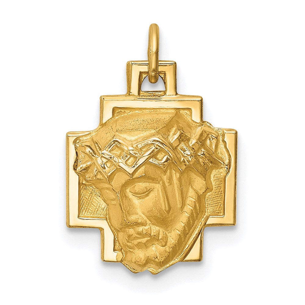 14K Gelbgold 14K Hohl Poliert/satin Klein Jesus Kreuz Medaille