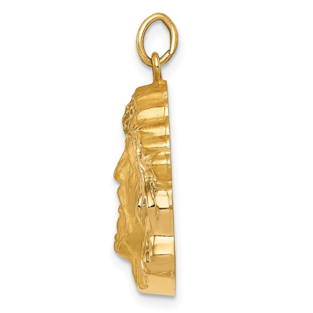 14K Gelbgold 14K Hohl Poliert/satin Mittel Jesus Medaille