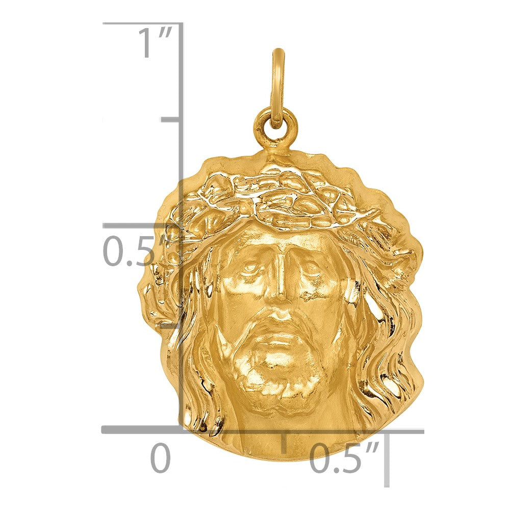 14K Gelbgold 14K Hohl Poliert/satin Mittel Jesus Medaille