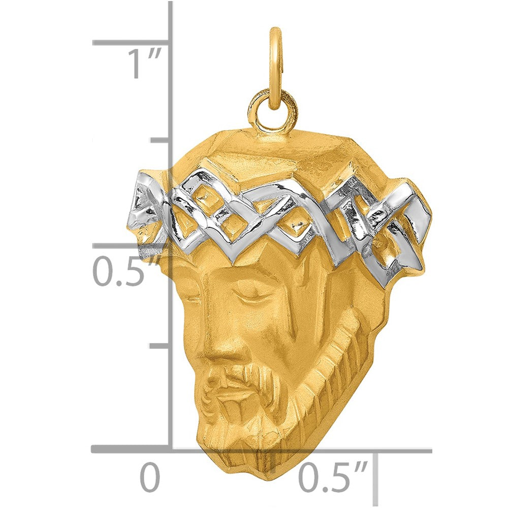 14K Gelb & Rhodium Hohl Poliert/satin Groß Jesus Medaille