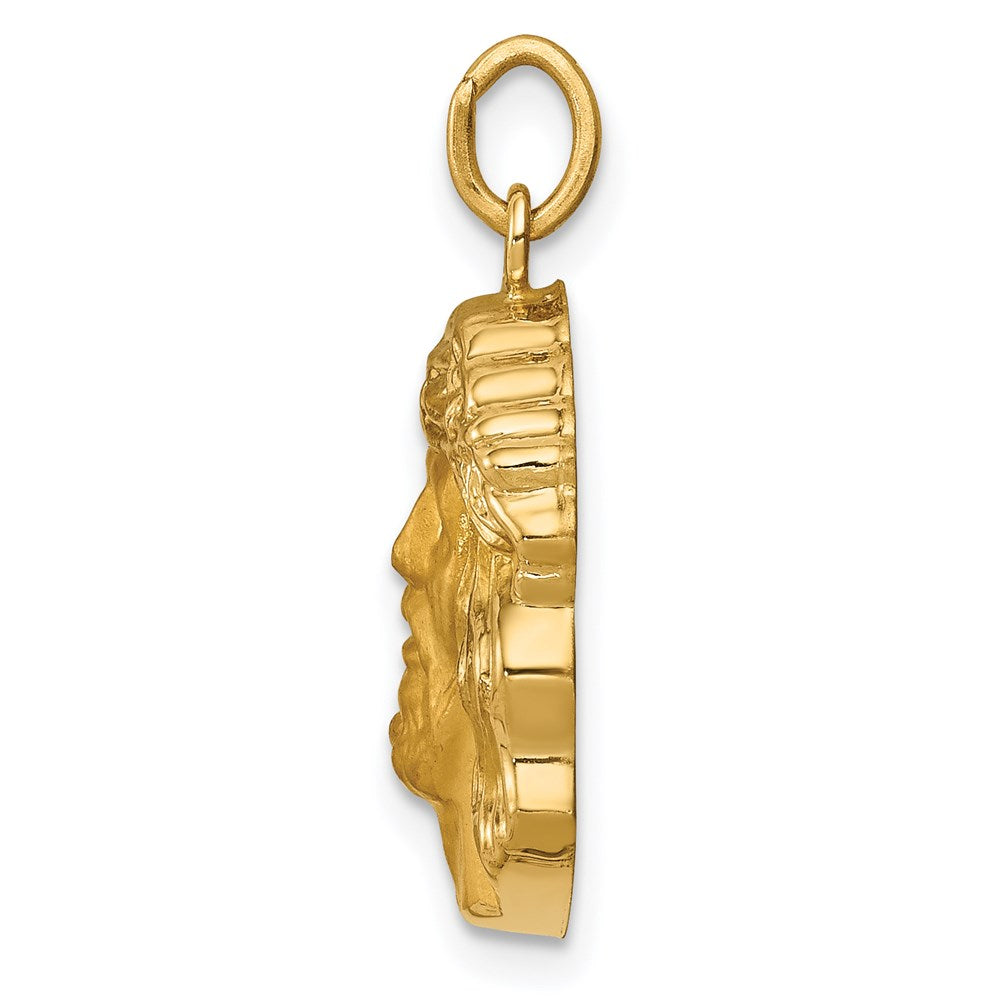 14K Gelbgold Hohl Poliert/satin Mittel Jesus Medaille