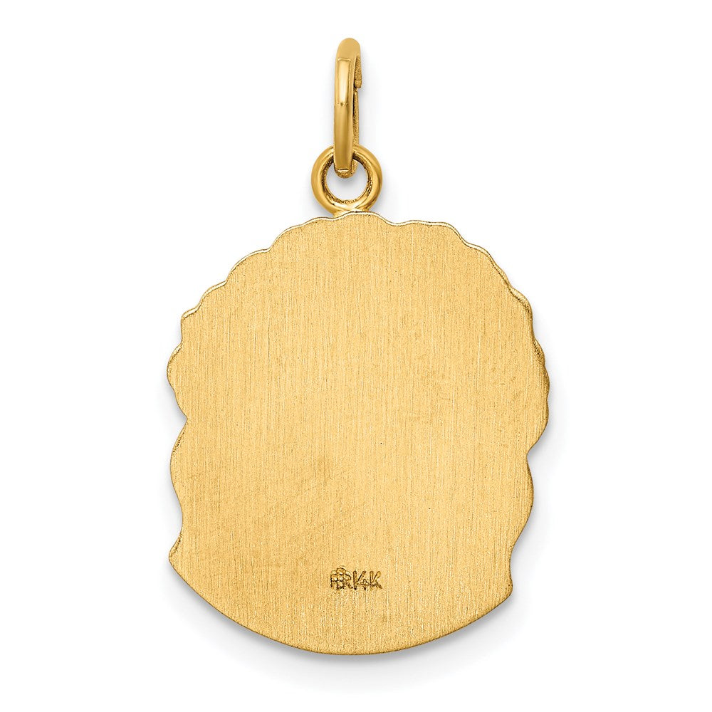 14K Gelbgold Hohl Poliert/satin Mittel Jesus Medaille