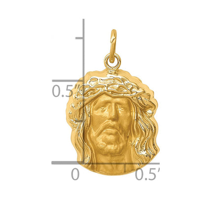 14K Gelbgold Hohl Poliert/satin Mittel Jesus Medaille