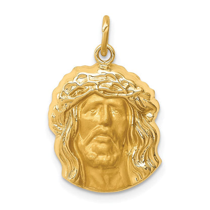 14K Gelbgold Hohl Poliert/satin Mittel Jesus Medaille