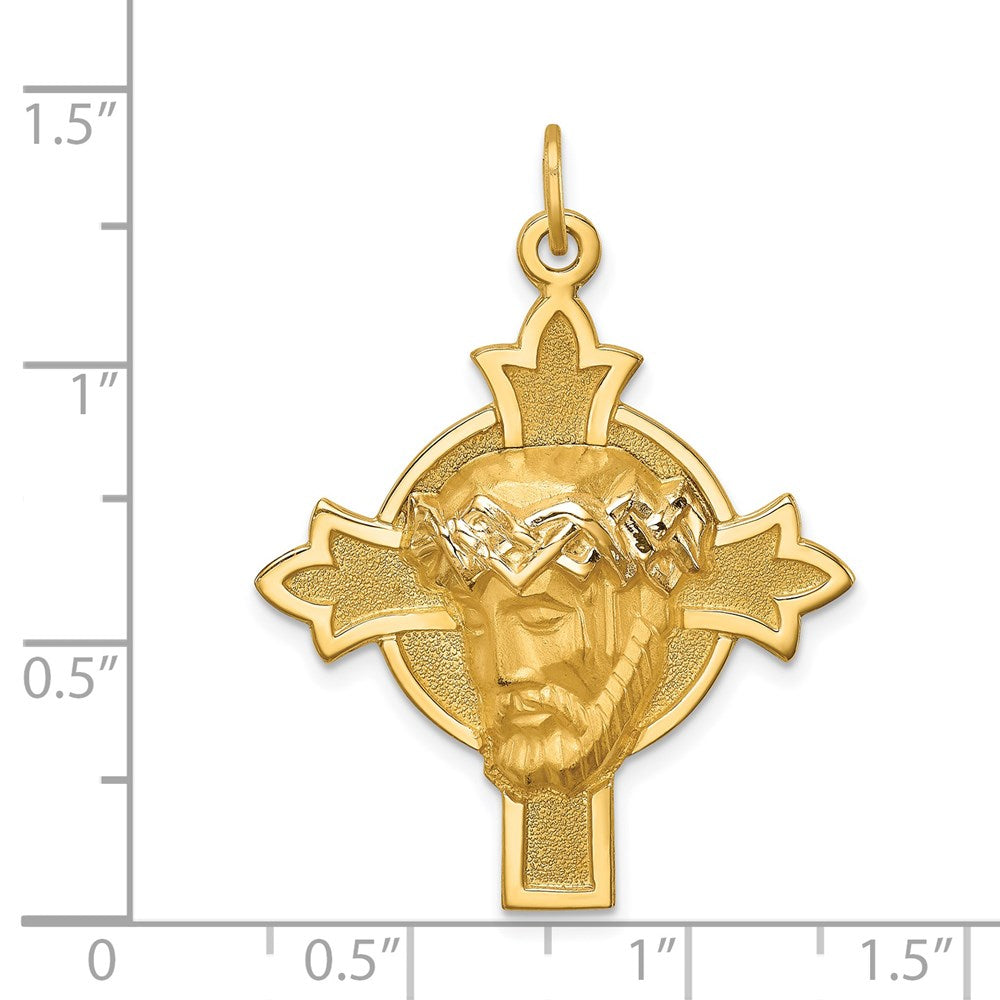 14K Gelbgold 14K Hohl Poliert/satin Mittel Jesus Medaille Kreuz